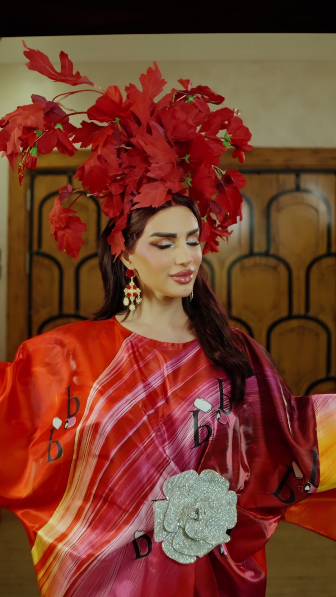 Crimson Bloom Kaftan